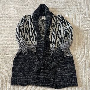 Lucky Brand Black and Beige Patterned Cardigan